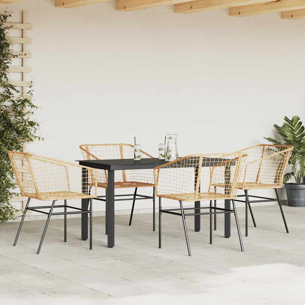 Set da Pranzo da Giardino 5pz Polyrattan Vetro | homemem39
