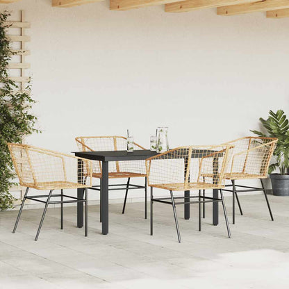Set da Pranzo da Giardino 5pz Polyrattan Vetro | homemem39