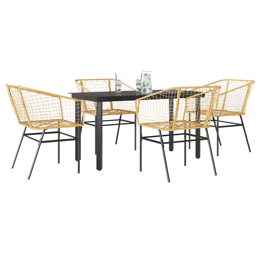 Set da Pranzo da Giardino 5pz Polyrattan Vetro | homemem39