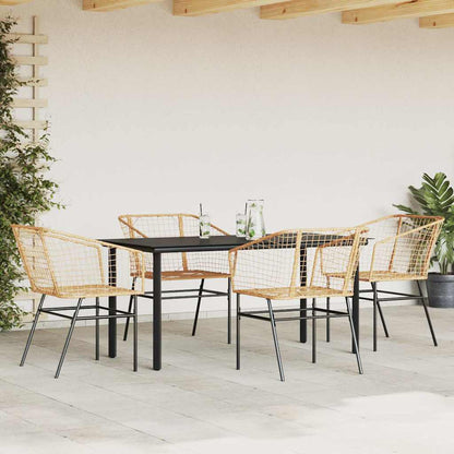 Set da Pranzo da Giardino 5pz Polyrattan Vetro | homemem39