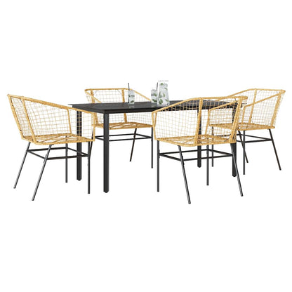 Set da Pranzo da Giardino 5pz Polyrattan Vetro | homemem39