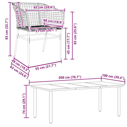 Set Pranzo da Giardino 7pz Marrone Polyrattan Vetro | homemem39