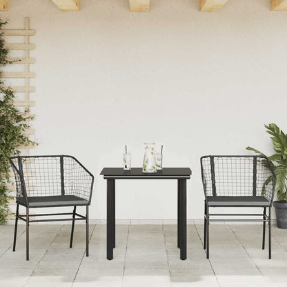 Set da Pranzo da Giardino 3 pz con Cuscini Polyrattan Vetro | homemem39
