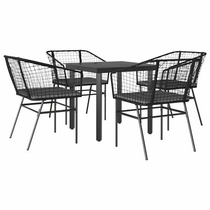 Set da Pranzo da Giardino con Cuscini 5 pz Polyrattan Vetro | homemem39
