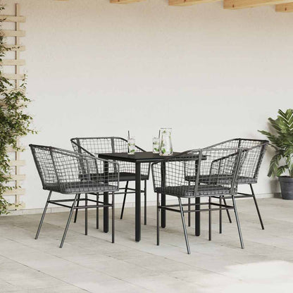Set da Pranzo da Giardino con Cuscini 5 pz Polyrattan Vetro | homemem39