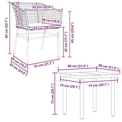 Set da Pranzo da Giardino con Cuscini 5 pz Polyrattan Vetro | homemem39