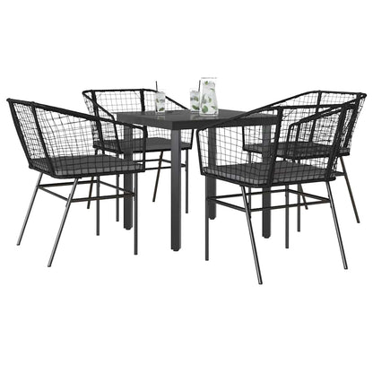 Set da Pranzo da Giardino con Cuscini 5 pz Polyrattan Vetro | homemem39