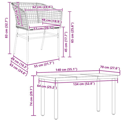 Set da Pranzo da Giardino con Cuscini 5 pz Polyrattan Vetro | homemem39