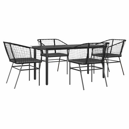 Set da Pranzo da Giardino con Cuscini 5 pz Polyrattan Vetro | homemem39