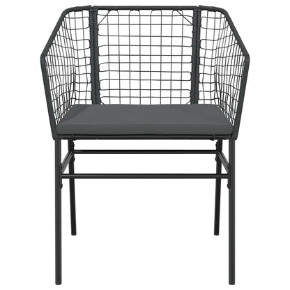 Set Pranzo da Giardino 7 pz Nero con Cuscini Polyrattan Vetro | homemem39