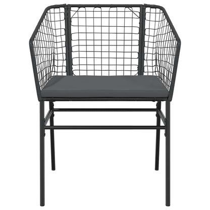 Set Pranzo da Giardino 7 pz Nero con Cuscini Polyrattan Vetro | homemem39