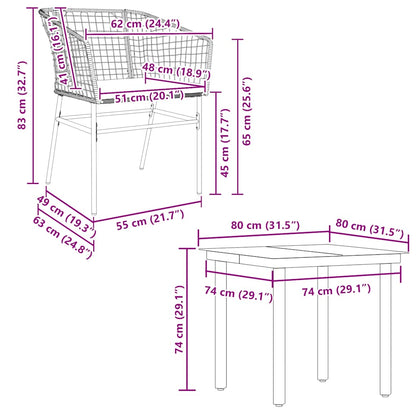 Set da Pranzo da Giardino 5pz con Cuscini Polyrattan Vetro | homemem39