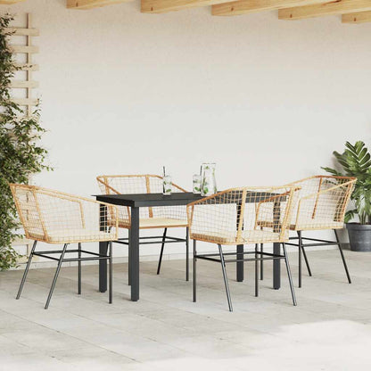 Set da Pranzo da Giardino 5pz con Cuscini Polyrattan Vetro | homemem39