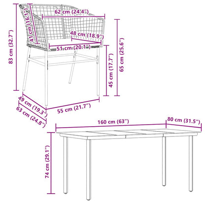 Set da Pranzo da Giardino 5pz con Cuscini Polyrattan Vetro | homemem39