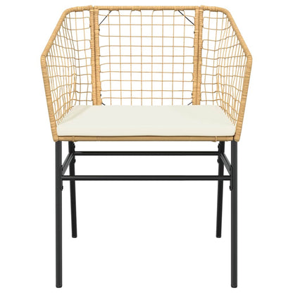 Set Pranzo da Giardino 7pz con Cuscini Marrone Polyrattan Vetro | homemem39