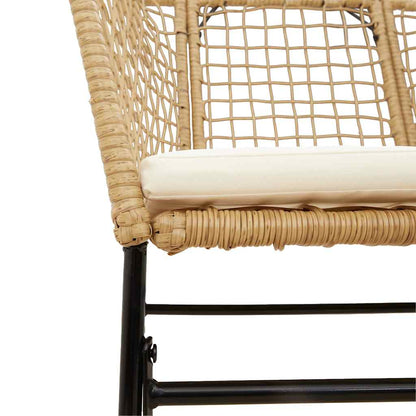 Set Pranzo da Giardino 7pz con Cuscini Marrone Polyrattan Vetro | homemem39
