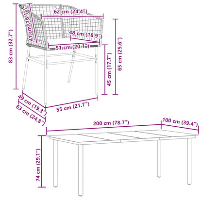 Set da Pranzo da Giardino 9 pz con Cuscini Polyrattan Vetro | homemem39