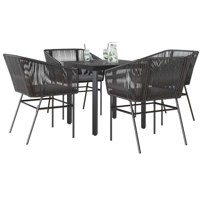 Set da Pranzo da Giardino con Cuscini 5 pz Polyrattan Vetro | homemem39
