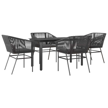 Set da Pranzo da Giardino con Cuscini 5 pz Polyrattan Vetro | homemem39