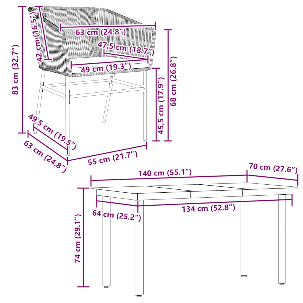 Set da Pranzo da Giardino con Cuscini 5 pz Polyrattan Vetro | homemem39