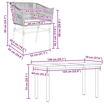 Set da Pranzo da Giardino con Cuscini 5 pz Polyrattan Vetro | homemem39