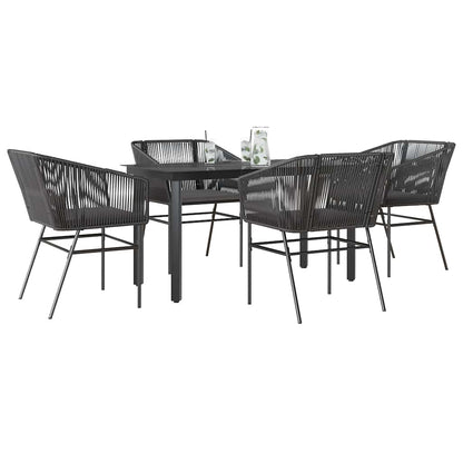 Set da Pranzo da Giardino con Cuscini 5 pz Polyrattan Vetro | homemem39