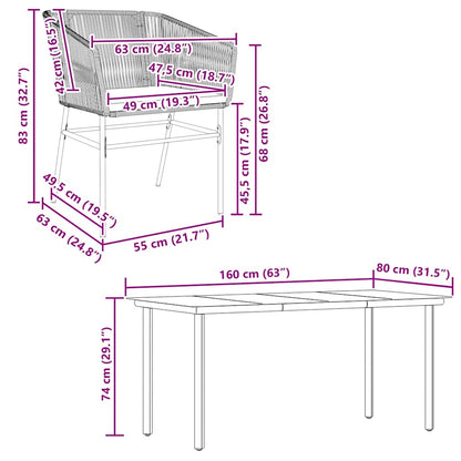 Set da Pranzo da Giardino con Cuscini 5 pz Polyrattan Vetro | homemem39