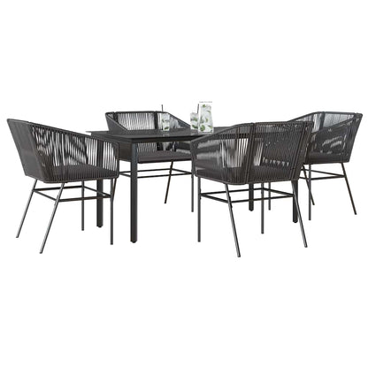 Set da Pranzo da Giardino con Cuscini 5 pz Polyrattan Vetro | homemem39