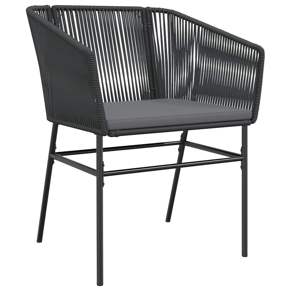 Set Pranzo da Giardino 7 pz Nero con Cuscini Polyrattan Vetro | homemem39