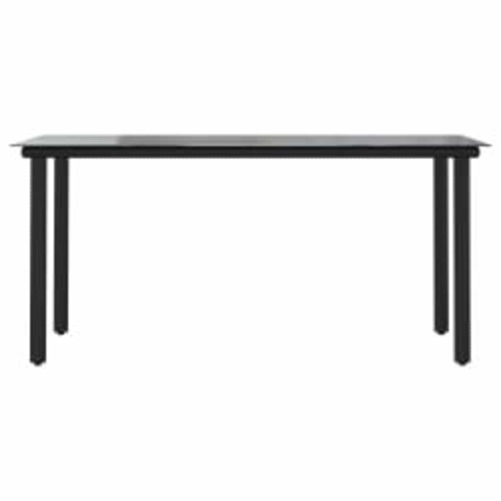 Set Pranzo da Giardino 7 pz Nero con Cuscini Polyrattan Vetro | homemem39