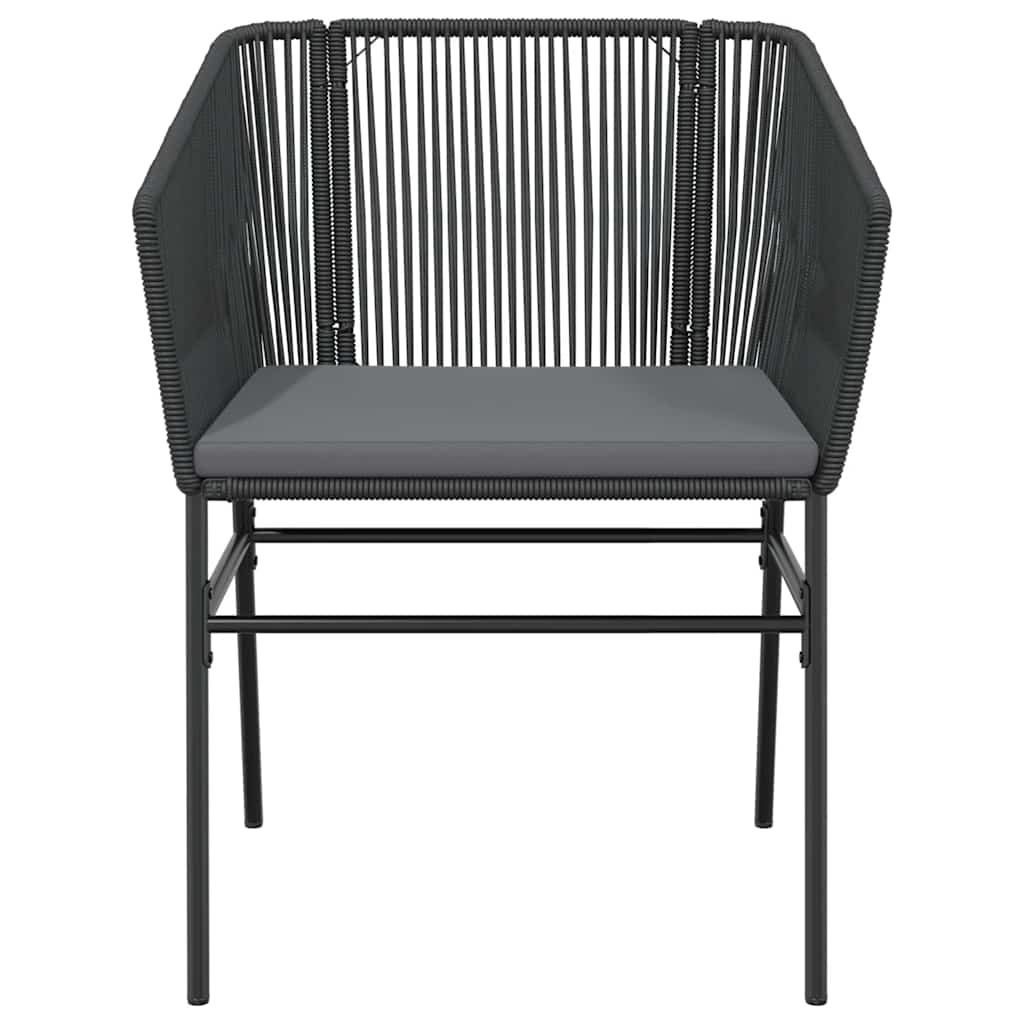 Set Pranzo da Giardino 7 pz Nero con Cuscini Polyrattan Vetro | homemem39