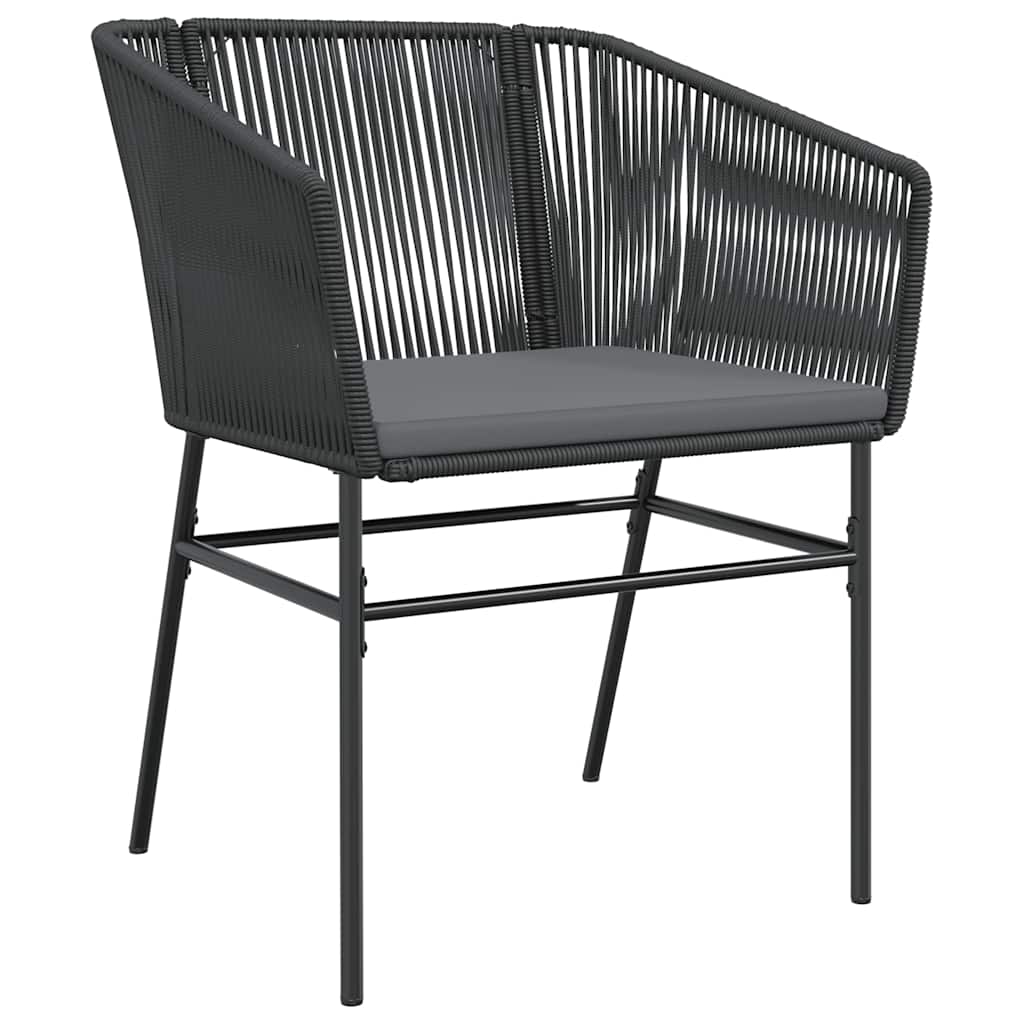 Set Pranzo da Giardino 7 pz Nero con Cuscini Polyrattan Vetro | homemem39