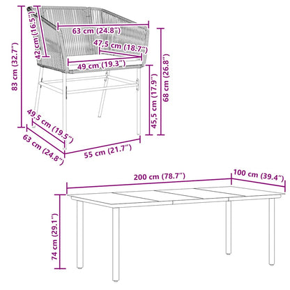 Set Pranzo da Giardino 7 pz Nero con Cuscini Polyrattan Vetro | homemem39