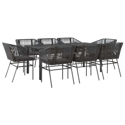 Set da Pranzo da Giardino 9 pz con Cuscini Polyrattan Vetro | homemem39