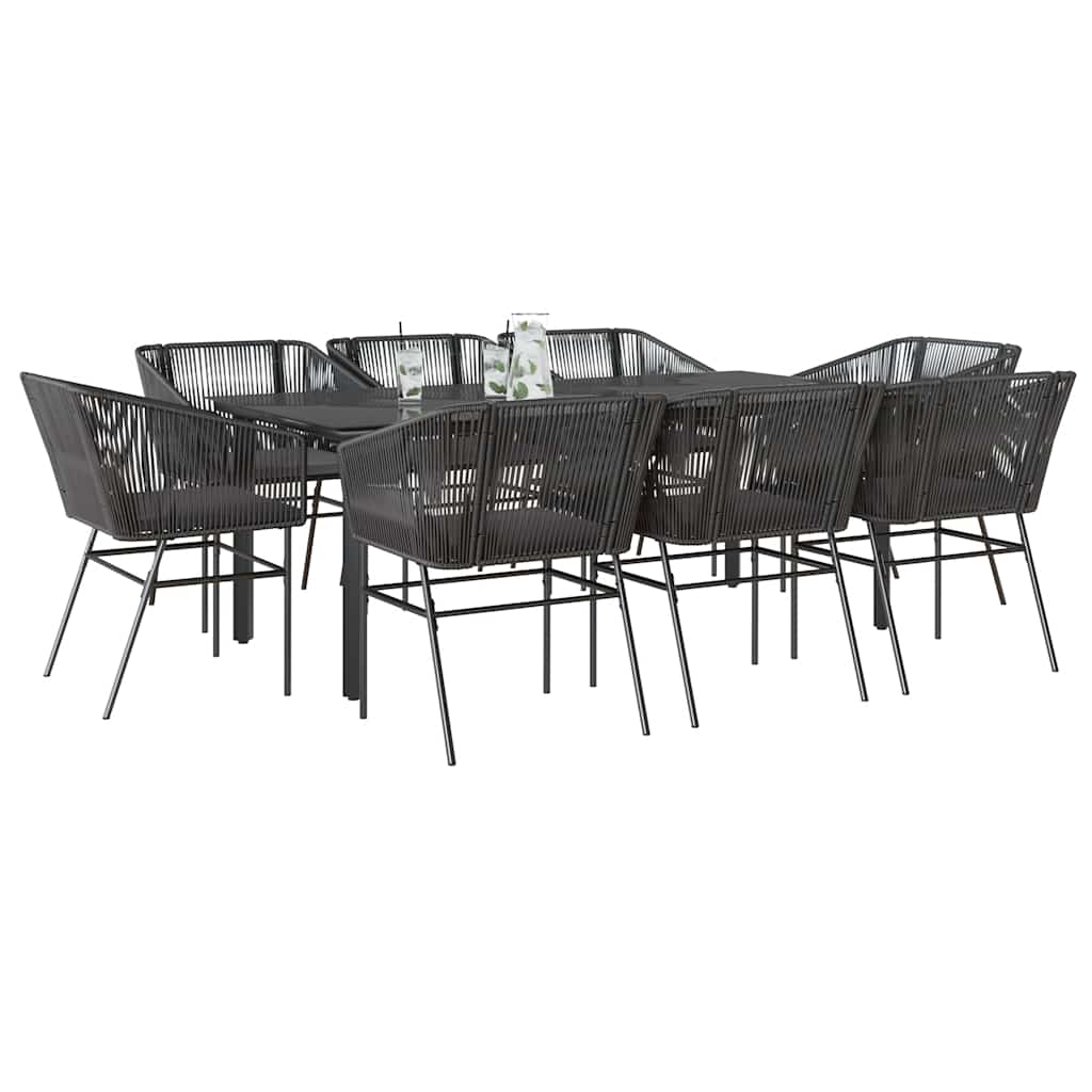 Set da Pranzo da Giardino 9 pz con Cuscini Polyrattan Vetro | homemem39