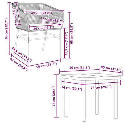 Set da Pranzo da Giardino 5pz con Cuscini Polyrattan Vetro | homemem39