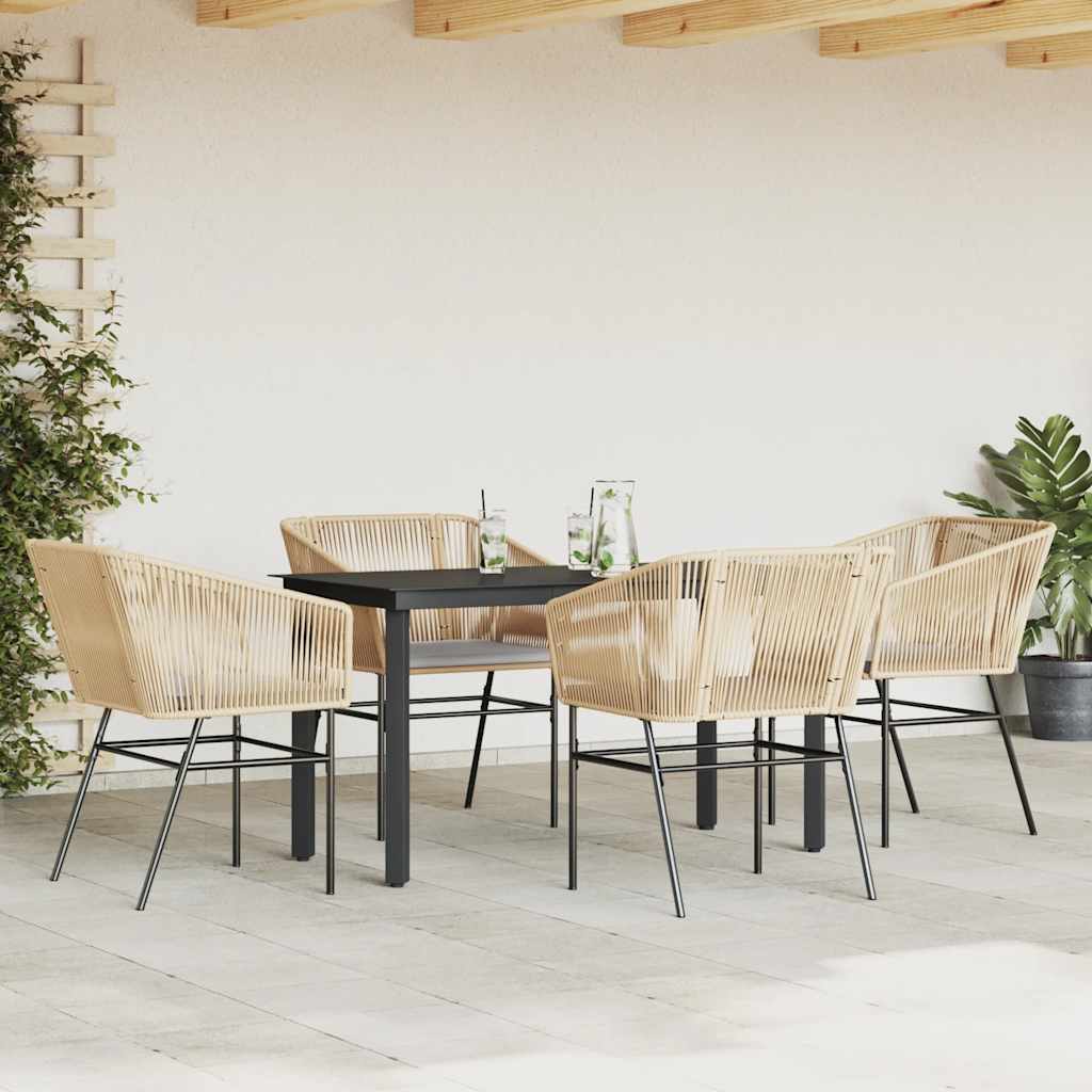 Set da Pranzo da Giardino 5pz con Cuscini Polyrattan Vetro | homemem39