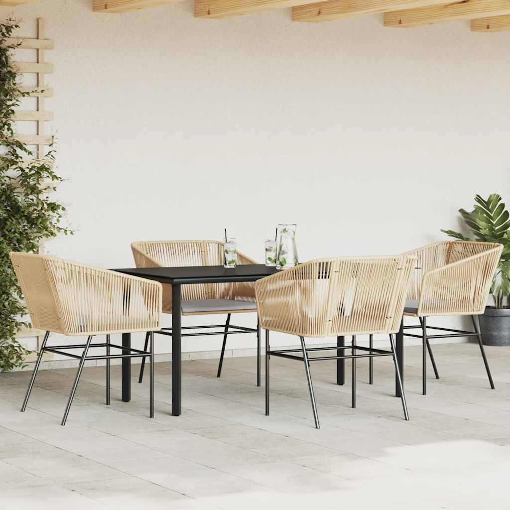 Set da Pranzo da Giardino 5pz con Cuscini Polyrattan Vetro | homemem39