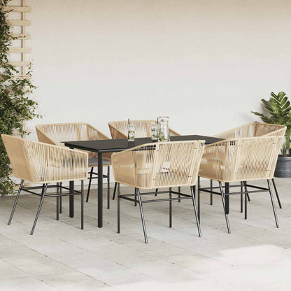 Set Pranzo da Giardino 7pz con Cuscini Marrone Polyrattan Vetro | homemem39