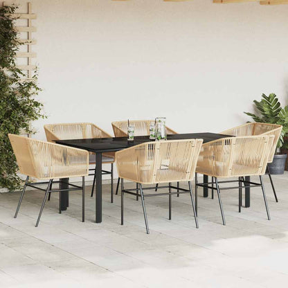 Set Pranzo da Giardino 7pz con Cuscini Marrone Polyrattan Vetro | homemem39