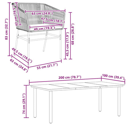 Set Pranzo da Giardino 7pz con Cuscini Marrone Polyrattan Vetro | homemem39