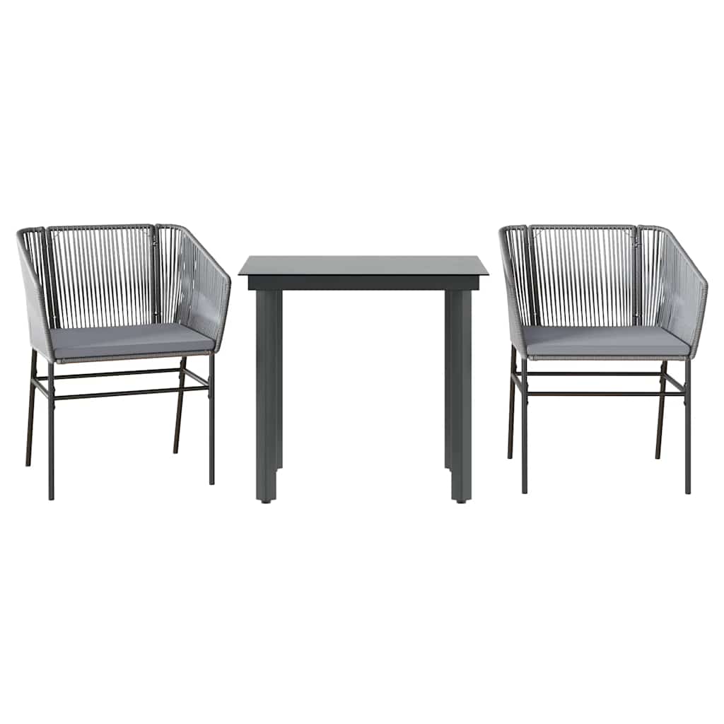Set da Pranzo da Giardino 3 pz con Cuscini in Polyrattan Vetro | homemem39