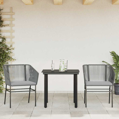 Set da Pranzo da Giardino 3 pz con Cuscini in Polyrattan Vetro | homemem39