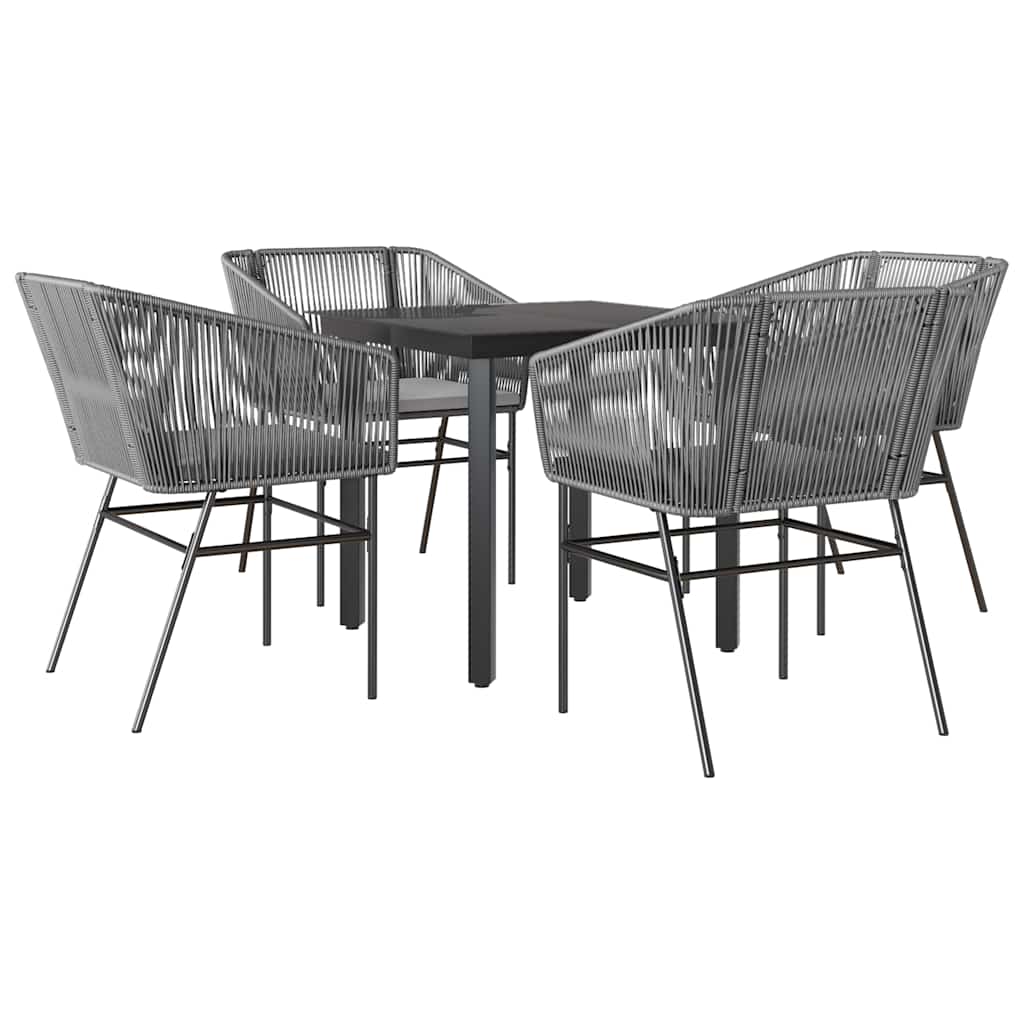 Set da Pranzo da Giardino 5 pz con Cuscini Polyrattan Vetro | homemem39