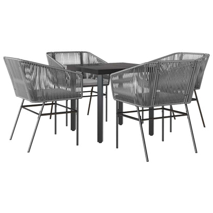 Set da Pranzo da Giardino 5 pz con Cuscini Polyrattan Vetro | homemem39
