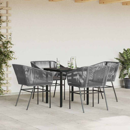 Set da Pranzo da Giardino 5 pz con Cuscini Polyrattan Vetro | homemem39