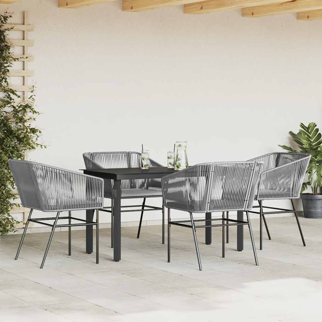 Set da Pranzo da Giardino 5 pz con Cuscini Polyrattan Vetro | homemem39