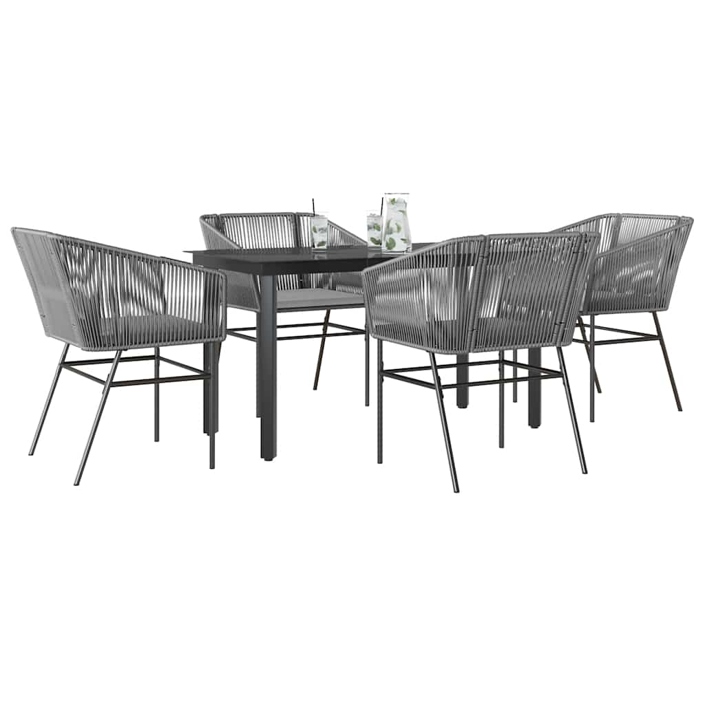 Set da Pranzo da Giardino 5 pz con Cuscini Polyrattan Vetro | homemem39
