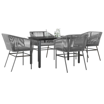 Set da Pranzo da Giardino 5 pz con Cuscini Polyrattan Vetro | homemem39