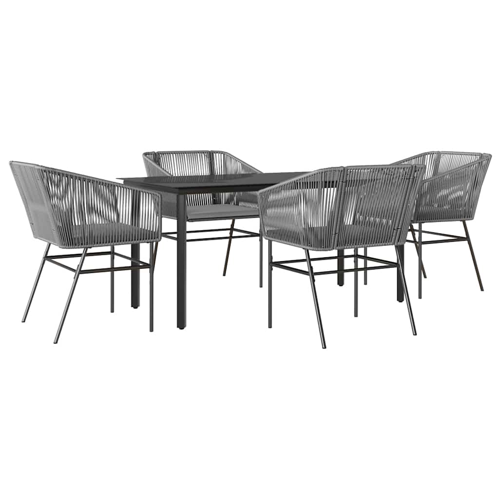 Set da Pranzo da Giardino 5 pz con Cuscini Polyrattan Vetro | homemem39
